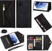 Samsung Galaxy S23 Ultra Telefoonhoesje | Hoogwaardig Pu Leren Wallet Case | Pasjeshouder | Hoesje, Portemonnee en Tas in 1 | Zwart
