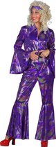 'Catsuit Disco - Dames - Disco 80/90 - Hippie - Carnaval - Verkleedkleding - Paars - Maat S