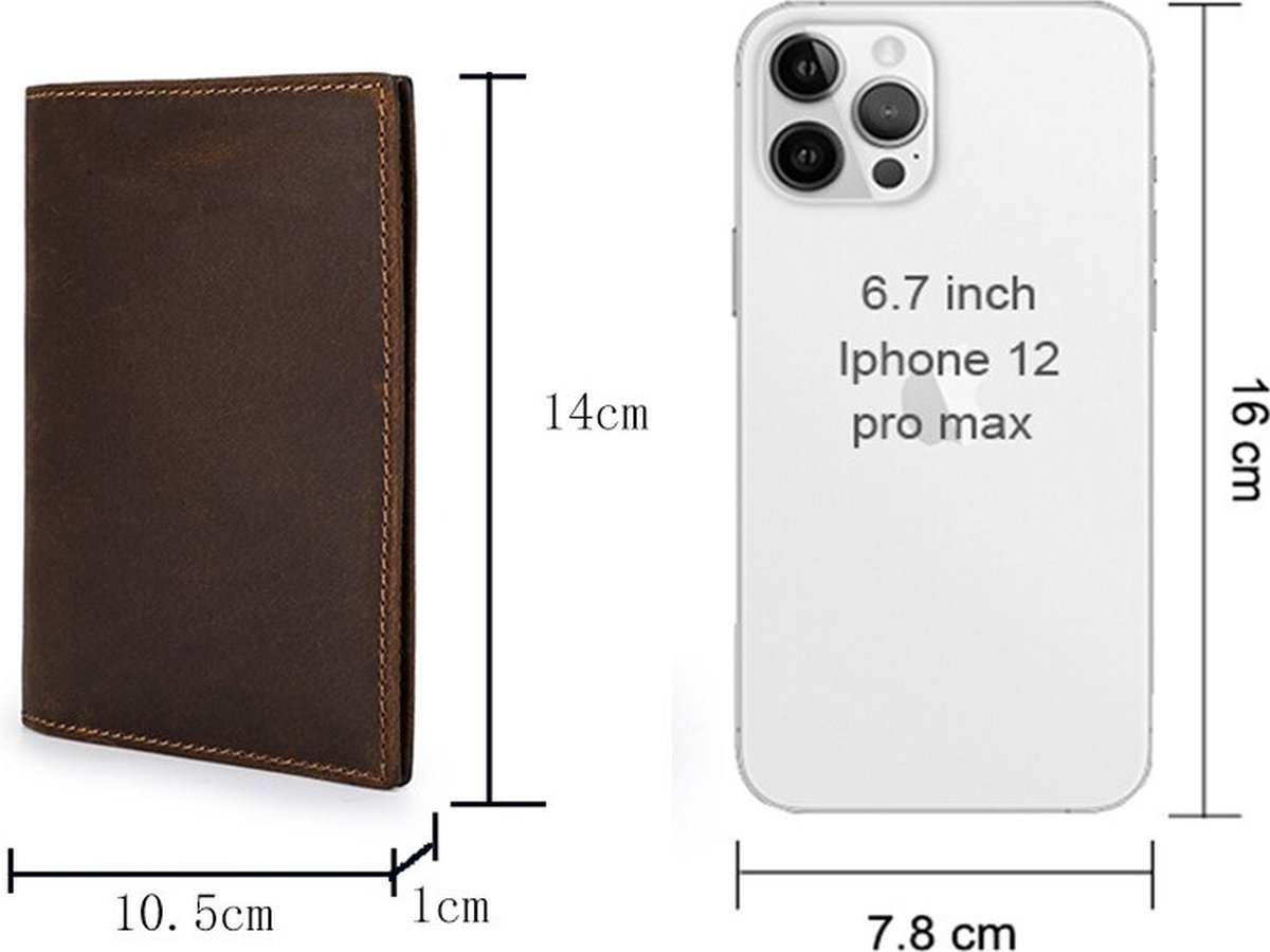 CONTACTS Leather Wallet for Bill, for Passport, for Men (Coffee