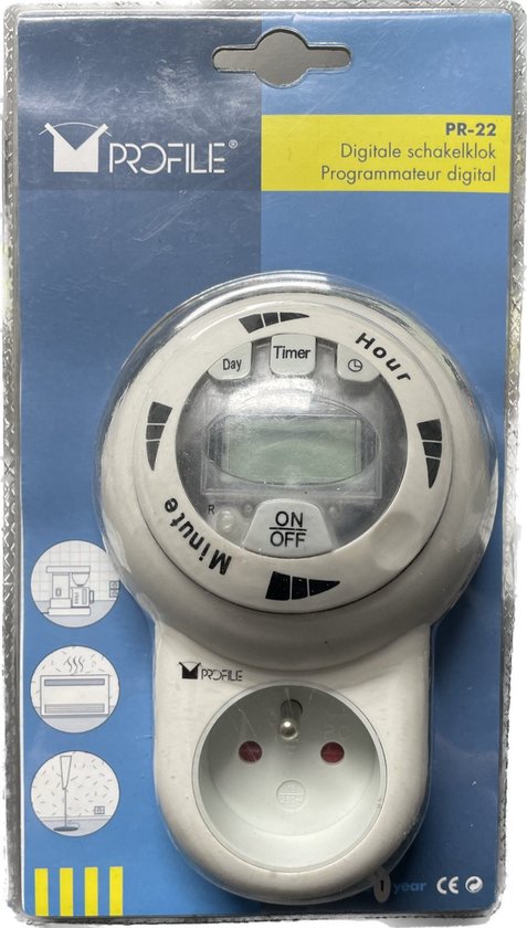 LCD-display, programmeerbaar elektronisch relais, wekelijks, tijd 16 ON