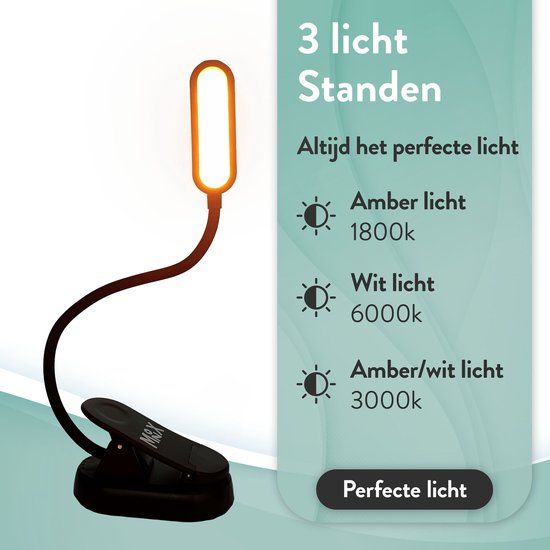 Monx - Lampe de lecture USB rechargeable sans fil avec pince