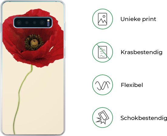 Coque Samsung Galaxy S10 Plus - Gros plan d'un coquelicot rouge - Coque en Siliconen pour téléphone