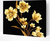 Schilderen Op Nummer Volwassenen DIY Paint By Number Compleet Hobby Pakket op Frame met Vernis - ®Arty Bee - Golden Flowers - 50x40cm
