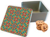 Boîte à biscuits Flora Mandala Square - Boîte de rangement 20x20x10 cm