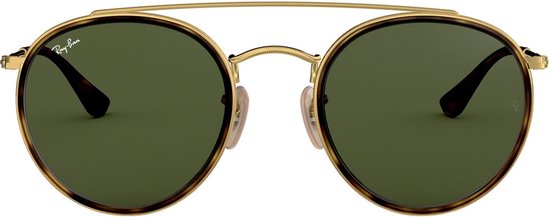 Ray-Ban Round RB3647N Unisex Zonnebril - Goud / Groen van Merkloos — afbeelding 2