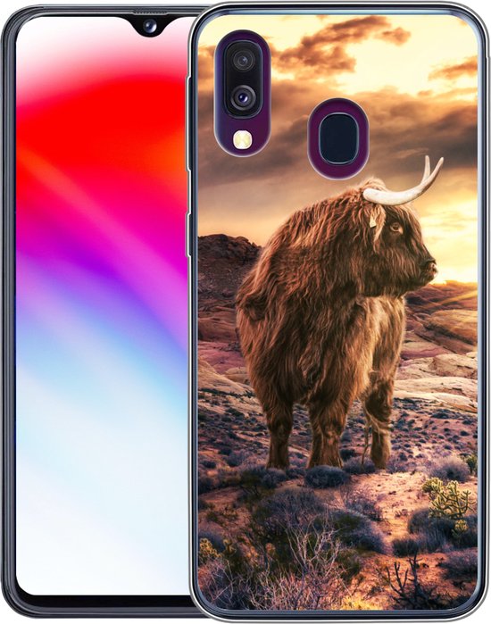 Coque Samsung Galaxy A40 - Highlander écossais - Horizon - Paysage - Coque de téléphone en Siliconen