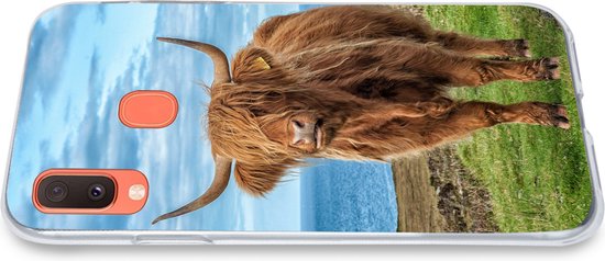 Coque Samsung Galaxy A20e - Highlander écossais - Water - Cornes - Coque de téléphone en Siliconen