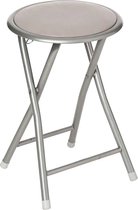 5five Bijzet krukje/stoel - Opvouwbaar - zilver/taupe - 46 cm