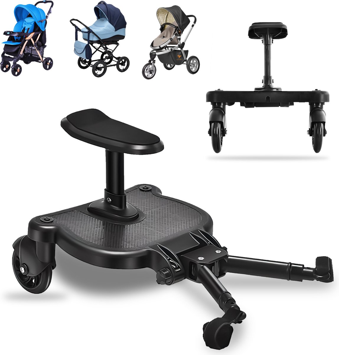 Meerijdplank - Meerijdplankje Met Zitje Voor Aan De Kinderwagen Of Buggy Universeel Geschikt Voor Kinderen Van 2 Tot 6 Jaar