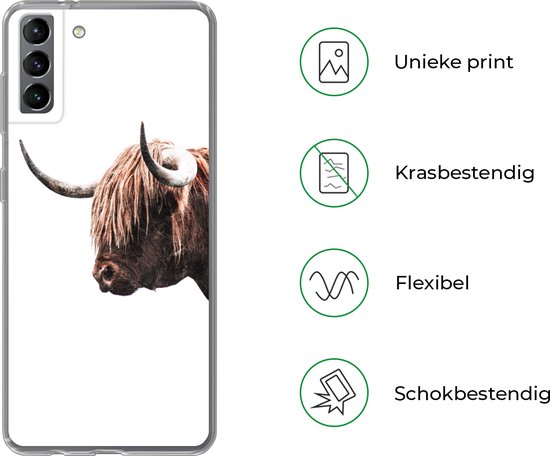 Coque Samsung Galaxy S21 Plus - Highlander écossais - Corne - Portrait - Siliconen