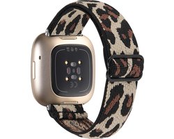 YONO Nylon Stretch Bandje geschikt voor Fitbit Versa 4 - Sense 2 - Leopard