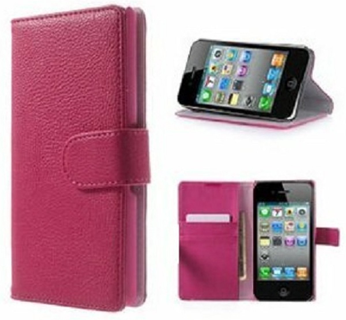 iPhone 4 4s Hoesje Met Pasjeshouder Bookcase Roze