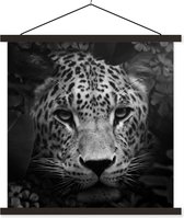 Porte-affiche avec affiche - Affiche scolaire - Animaux - Panthère - Jungle - Zwart - Wit - 40x40 cm - Lattes noires