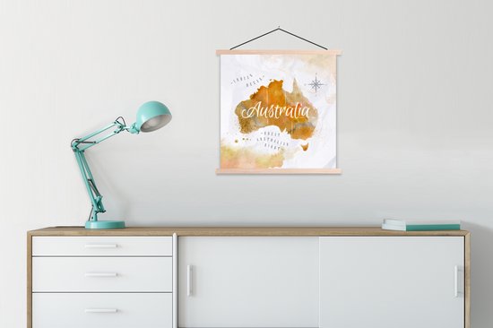 Affiche scolaire - Wereldkaart - Abstrait - Australie - 60x60 cm - Lattes vierges