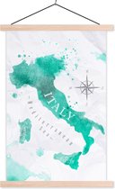 Affiche scolaire - Italie - Wereldkaart - Turquoise - 40x60 cm - Lattes vierges