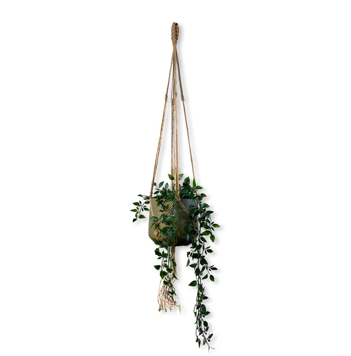 Jute Plantenhanger 'Flow' - 110 cm lang - Geschikt voor Pot met Diameter t/m 25 cm - Handgemaakt in ons Macramé Atelier - Prijs per Stuk - Let op: Exclusief Pot - Inclusief Verzendkosten