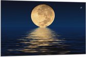 Vlag - Grote Volle Maan in Heldere Nacht Zakkend in de Zee - 105x70 cm Foto op Polyester Vlag