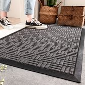 Geruit antislip deurmat -droogloopmat-deurmat voor binnen of buiten-donkergrijs 60*90cm