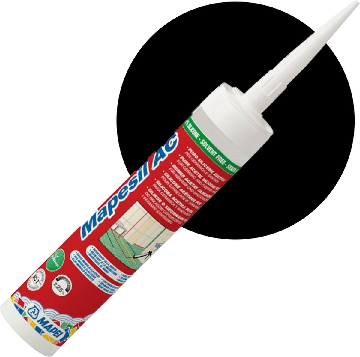 Mapei Mapesil AC Siliconenkit - Voor Afdichten Van Voegen - Kleur 120 Zwart - 310 ml
