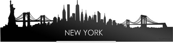 Standing Skyline New York Zwart Glanzend - 40 cm - Woon decoratie om neer te zetten en om op te hangen - Meer steden beschikbaar - Cadeau voor hem - Cadeau voor haar - Jubileum - Verjaardag - Housewarming - Aandenken aan stad - WoodWideCities