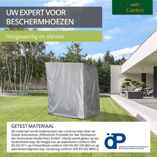 Housse de protection pour fauteuil-cabine en osier | 137 x 100 x 165/140 cm | Polyester tissé à 3 couches avec un revêtement intérieur en TPU et un tissu intérieur, couleur : taupe (gris clair)