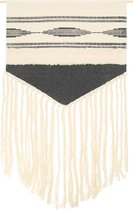 QUVIO Wandkleed - Macrame - Bohemian - Grijs en wit - Katoen - Wanddecoratie - Woon accessoires - 55 x 78 cm