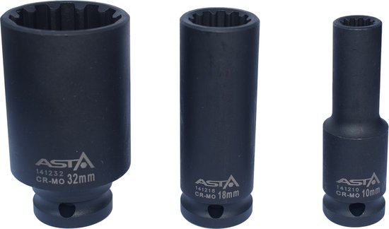 Krachtdoppen lang 10 delig - 1 inch - Tools-n-More Gereedschappen