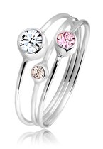 Elli Ring Ladies Stacking Ring Set Moderne avec Cristaux en Argent Sterling 925