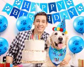 Ensemble d'anniversaire pour chien Blauw - Fournitures de fête d'anniversaire pour chien - Décoration de fête pour animaux de compagnie - Ballons Paws de chien - Guirlande d'anniversaire - Chapeau d'anniversaire pour chien - Articles de fête