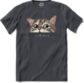 Curious Cat | Katten - Kat - Cats - T-Shirt - Unisex - Mouse Grey - Maat XXL