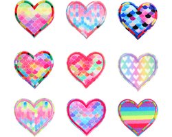 Rainbecom - 9 delige set - Patches - Strijk Embleem - stof & strijk applicatie