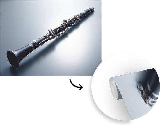 Papier peint Papier peint photo en vinyle - Une clarinette sur fond gris largeur 330 cm x hauteur 240 cm - Tirage photo sur papier peint (disponible en 7 tailles)