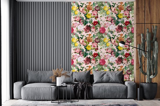 Papier peint - Papiers Papier peint photo Roses - Fleurs - Collage - Jaune - Largeur 170 cm x Hauteur 260 cm