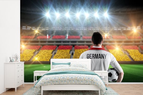 Papier peint photo en vinyle - Drapeau allemand dans le stade largeur 330 cm x hauteur 220 cm - Tirage photo sur papier peint (disponible en 7 tailles)