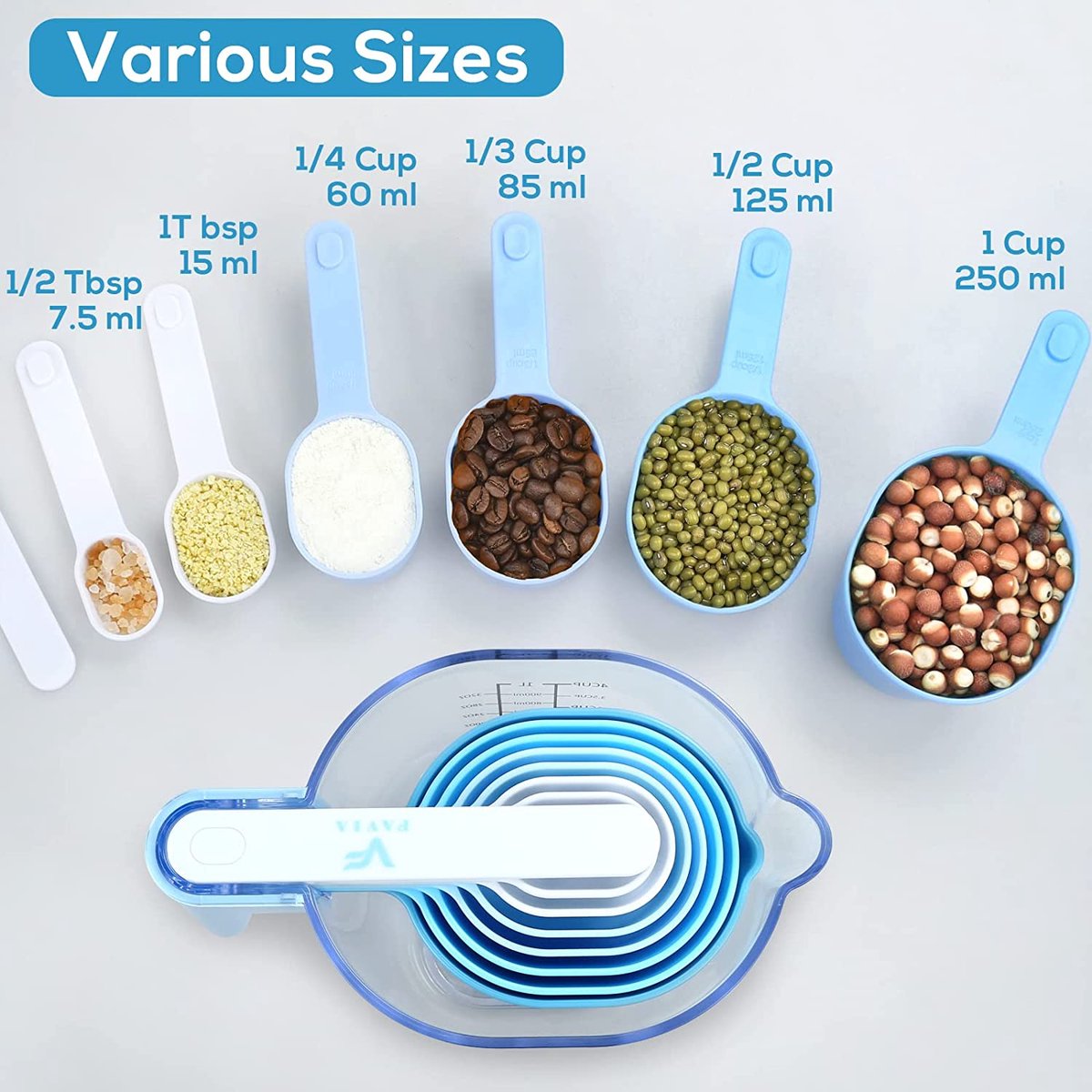 Lot De 7 Cuillères à Mesurer En Inox Avec Niveleur - Cuillère à Café & Cuillère à Soupe - Précision Cuisine