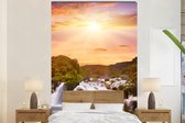 Behang - Fotobehang Waterval - Landschap - Zon - Wolken - Zonsondergang - Breedte 170 cm x hoogte 260 cm