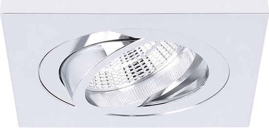 Torino - Inbouwspot Chroom Vierkant - Kantelbaar - 1 Lichtpunt - 93x93mm