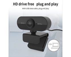 Webcam voor PC hoge kwaliteit met USB + Microfoon en Full HD 1080P – Geschikt voor Windows en Mac OS- Laptop – kleur Zwart