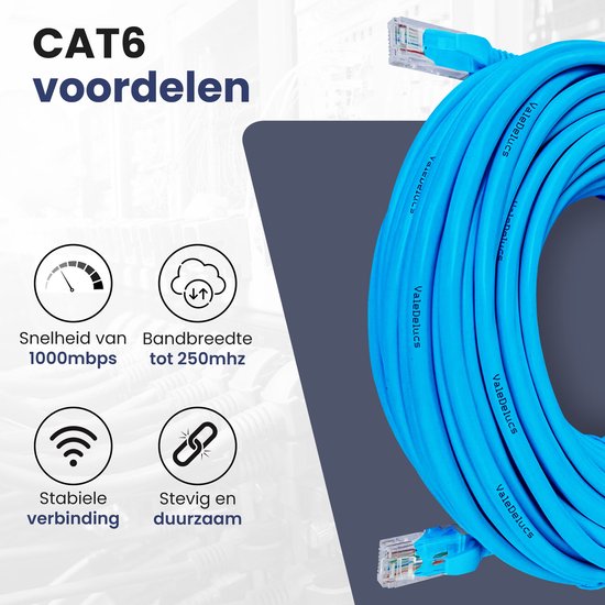 Câble Internet 30 mètres - Câble CAT6 UTP RJ45 - Blauw