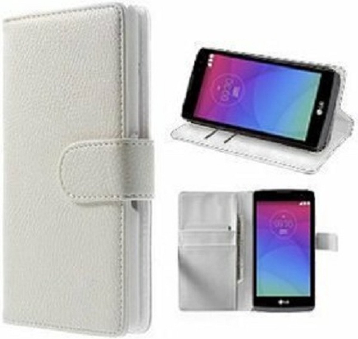 LG Spirit LTE Hoesje Met Pasjeshouder Bookcase Wit