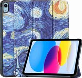 Lunso - Geschikt voor iPad 10 (2022) - Tri-Fold Bookcase hoes - Van Gogh Sterrennacht
