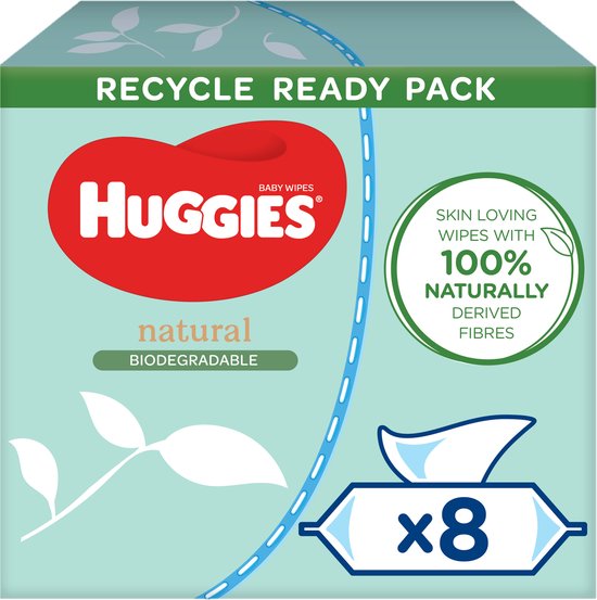 Huggies Lingettes Bébé Natural 0% Plastique 384 Pièces