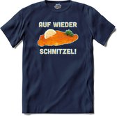 Auf Wieder Schnitzel! | Grappige apres ski eten shirt | Wintersport kleding - T-Shirt - Unisex - Navy Blue - Maat 4XL