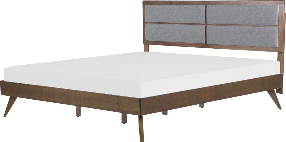 Beliani POISSY - Tweepersoonsbed - Grijs - 160 x 200 cm - MDF Bruin
