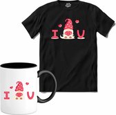 I Love You | Valentijn - Valentijnsdag - Cadeau - Kado - T-Shirt met mok - Unisex - Zwart - Maat S