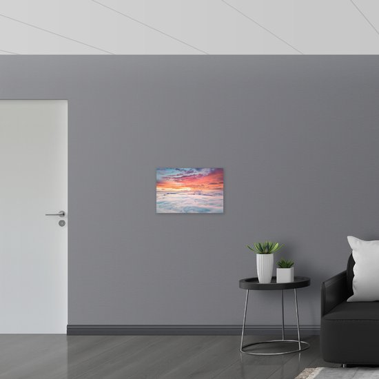 WallClassics - Plaque de Mousse PVC - Lever de Soleil sur les Nuages - 60x40 cm Photo sur Plaque de Mousse PVC
