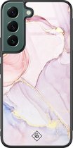 Casimoda® hoesje - Geschikt voor Samsung Galaxy S22+ - Marmer roze paars - Luxe Hard Case Zwart - Backcover telefoonhoesje - Paars