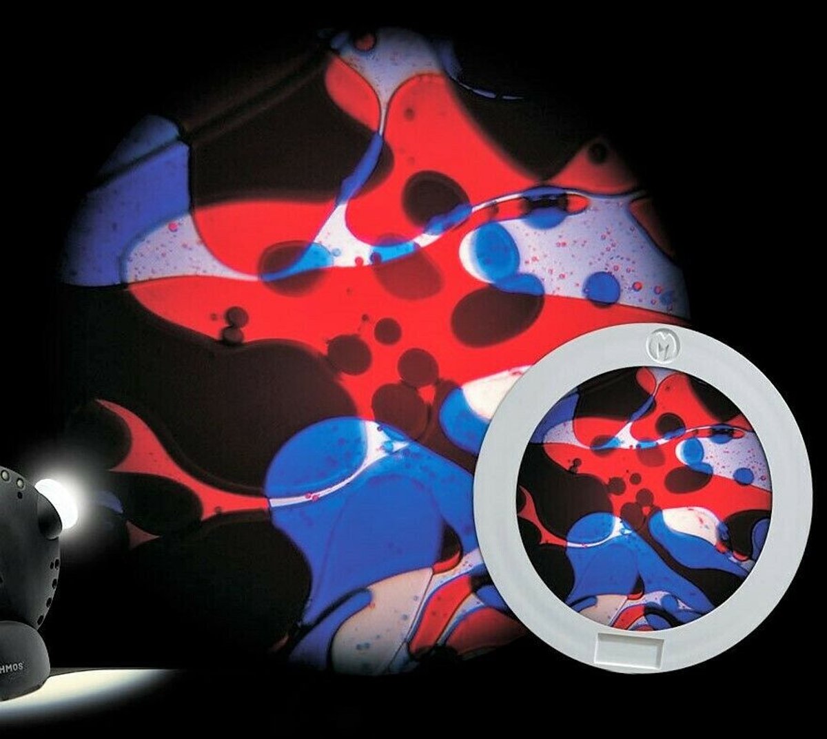 Mathmos Space Projector Zilver – Kleurenschijf Rood/Blauw
