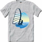 Windsurfer | Wind zeilen - Boot - Zeilboot - T-Shirt - Unisex - Donker Grijs - Gemêleerd - Maat L