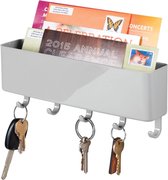 mDesign - Sleutelrek - sleutelorganizer/sleutelhouder - met plastic postbakje/modern/wandmodel - grijs